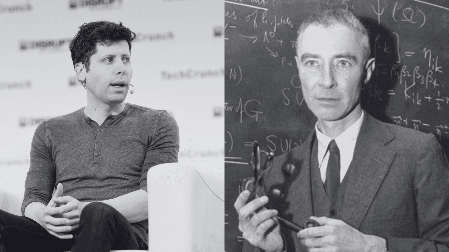 Sam Altman, dueño de ChatGPT y J. Robert Oppenheimer, líder del proyecto Manhattan.