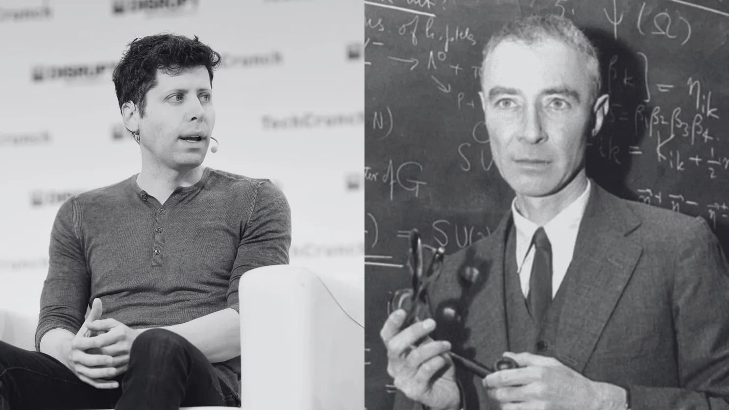 Sam Altman, dueño de ChatGPT y J. Robert Oppenheimer, líder del proyecto Manhattan.